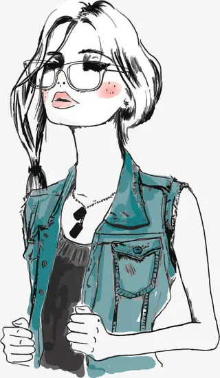 戴眼镜的卡通女孩免抠