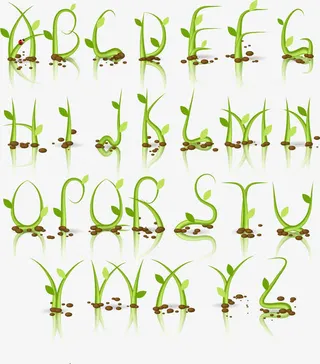 水晶嫩芽字母免抠