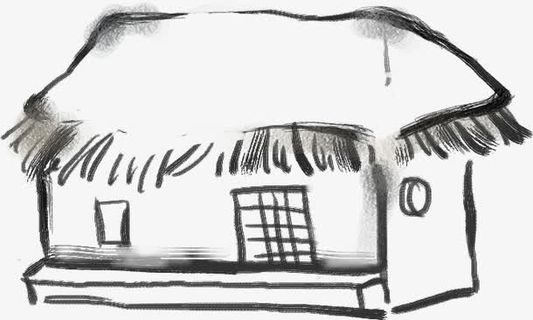 手绘茅草屋中国风免抠