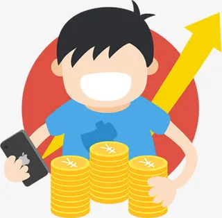 模拟炒股卡通小孩金币免抠