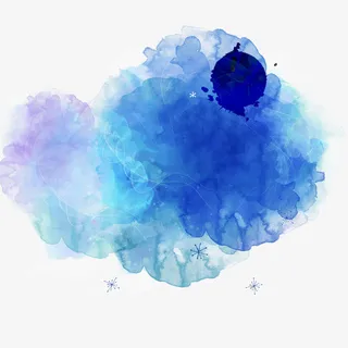 蓝色泼洒状的墨渍素材免抠