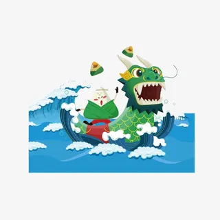 卡通赛龙舟装饰图案免抠