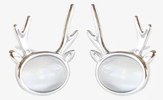 森系麋鹿猫眼石水晶耳钉免抠