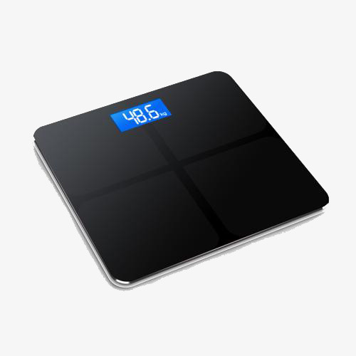 黑色发光显示方形玻璃式体脂称免抠