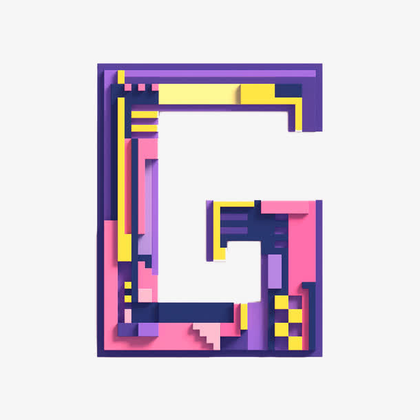 像素拼接字母Gc4d创意英文G免抠