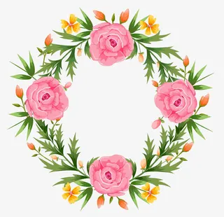 春天花朵花圈素材免抠