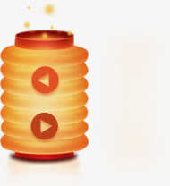 卡通创意灯笼效果红色播放效果免抠