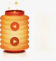 卡通创意灯笼效果红色播放效果免抠