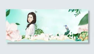 女生节文艺小清新渐变绿banner高清