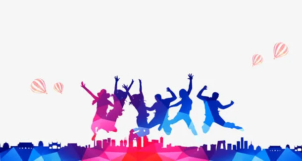 创意合成跳舞的年轻人免抠