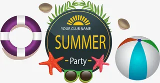 矢量手绘夏日度假免抠