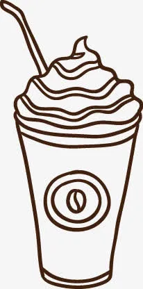 奶茶饮品线稿免抠