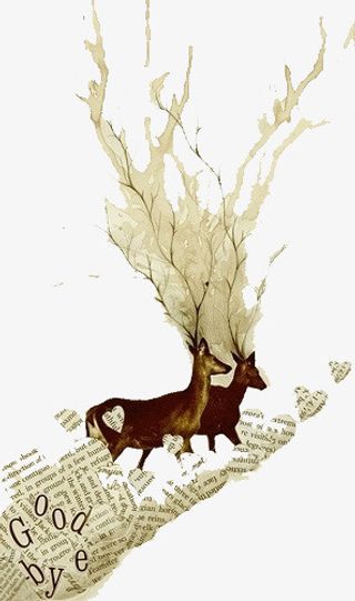 手绘水彩长颈鹿免抠