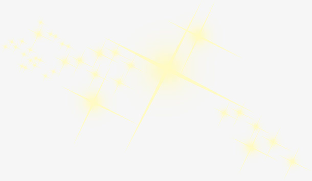 黄色亮光十字星星设计免抠