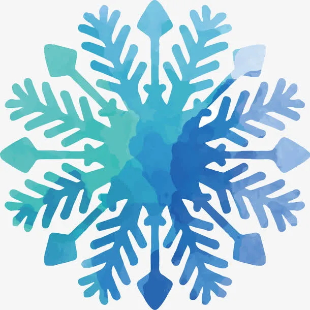 水彩蓝色雪花设计免抠