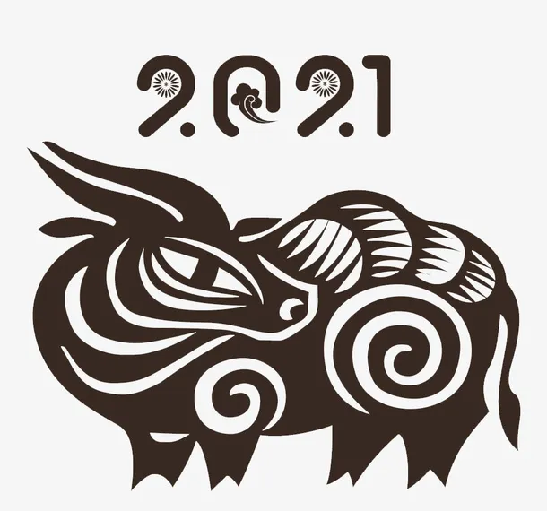 年剪纸 牛图片免抠