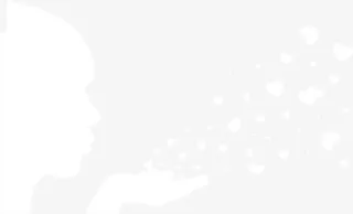 吹动爱心的人剪影白色背景七夕情人节