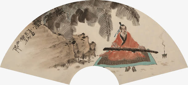 抚琴画作免抠
