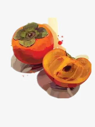 手绘柿子免抠