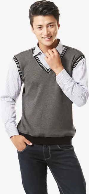 高清冬季男式灰色毛衣免抠