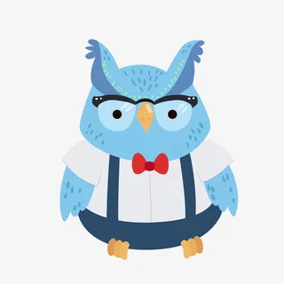 蓝色卡通猫头鹰矢量图免抠