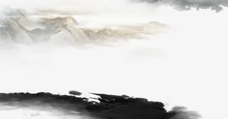 中国风山水水墨画免抠
