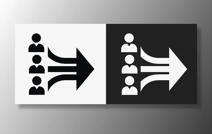 黑白图标指向性指示人物图标免抠