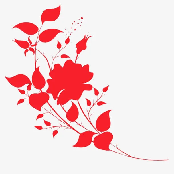 红色喜报花朵元素免抠