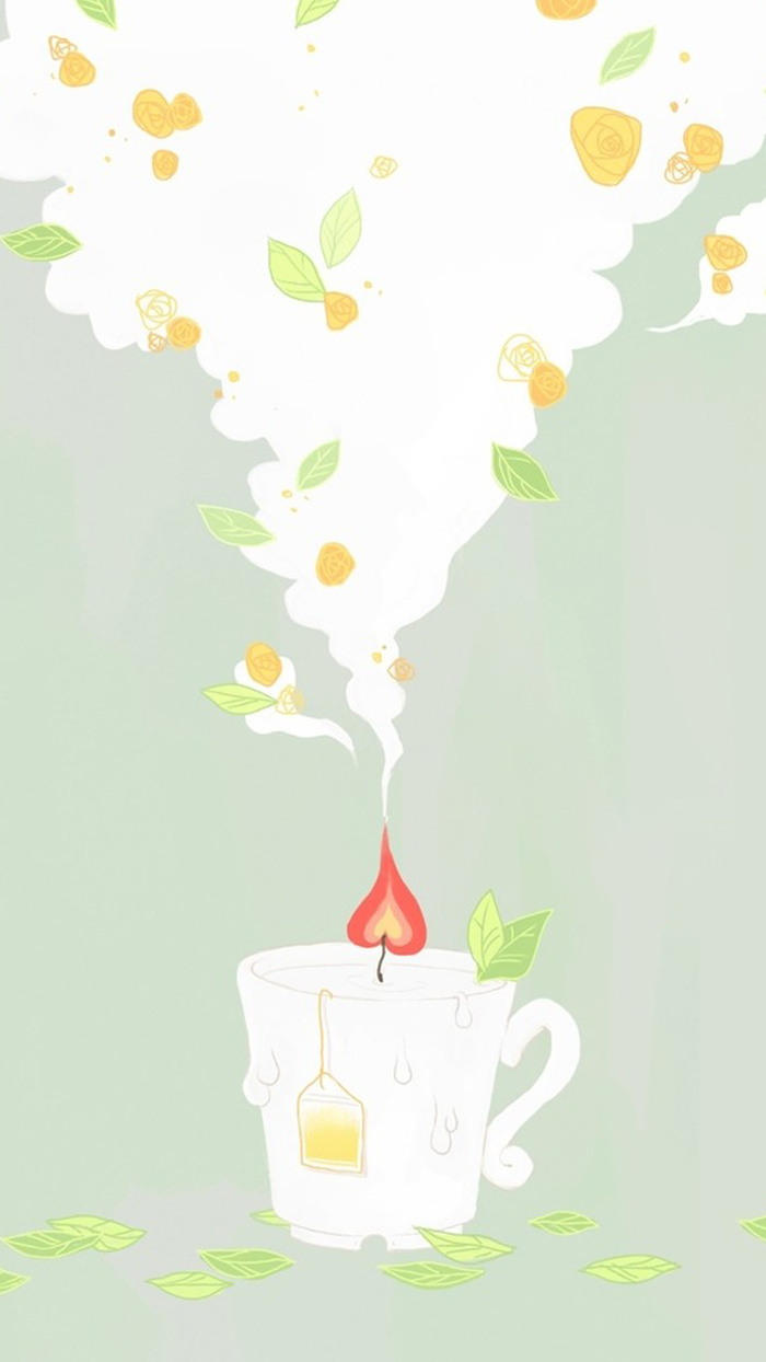 泡茶插画H5背景高清