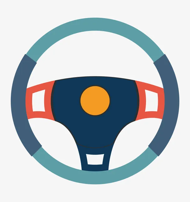 卡通汽车方向盘简图免抠
