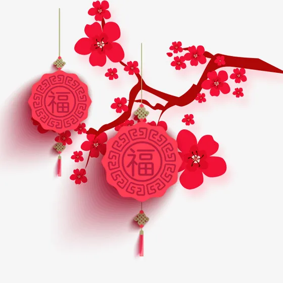 梅花中国风式构图免抠