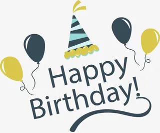 复古配色生日快乐卡免抠