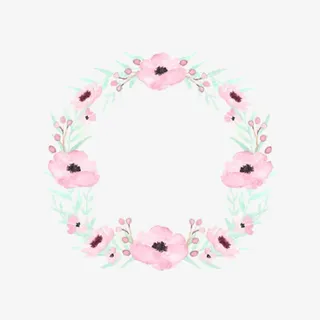 粉色花朵花环免抠