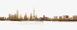 光晕下的城市剪影免抠