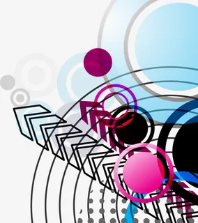 抽象炫彩几何圆环箭头免抠