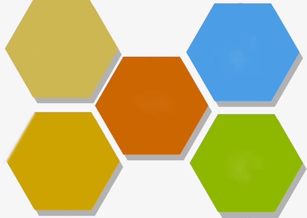 彩色卡通六边形拼接免抠