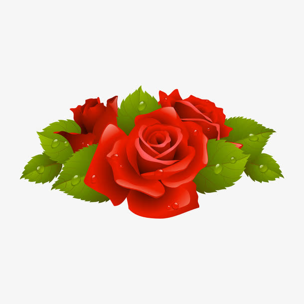 手绘玫瑰花朵免抠
