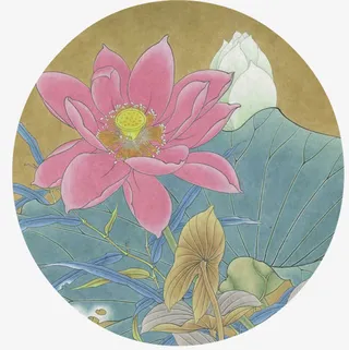 粉色花朵白色花骨朵免抠