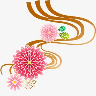 新年装饰矢量鲜花素材免抠