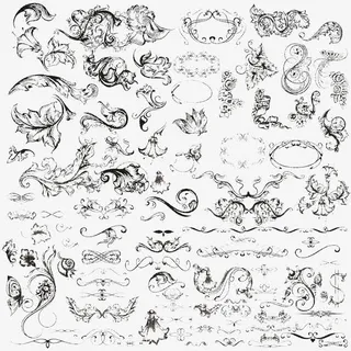 欧式卷边花纹装饰矢量素材免抠