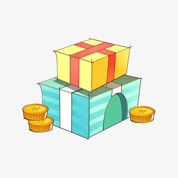 可爱卡通手绘盒子免抠