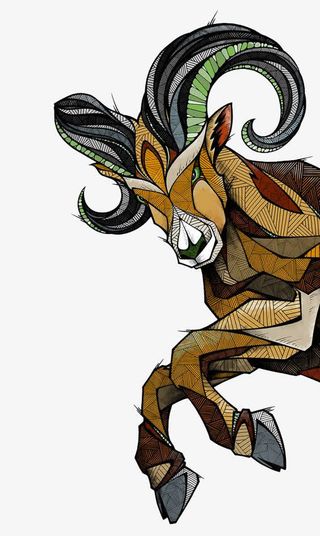 黄色块面斜线创意藏羚羊免抠