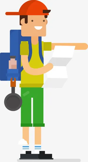 卡通徒步探险者免抠