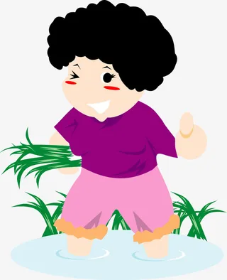 卡通矢量人物插图劳作的农村妇女免抠