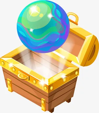 宝珠手绘游戏宝藏金币宝箱免抠免抠