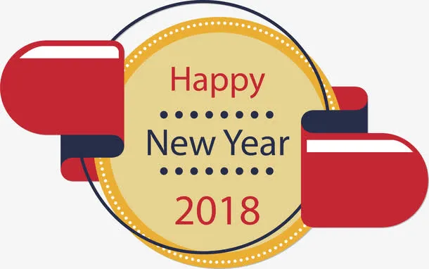 矢量扁平新年圆形标签免抠