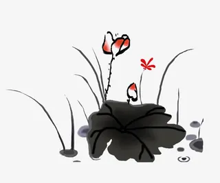 抽象艺术水墨荷图片素材免抠