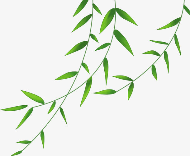 春日柳叶漂浮设计免抠