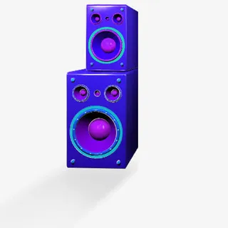 蓝色手绘立体音响免抠