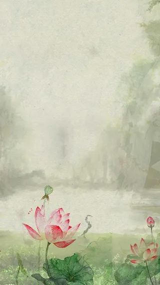 中国风荷花旗袍商业H5背景素材高清